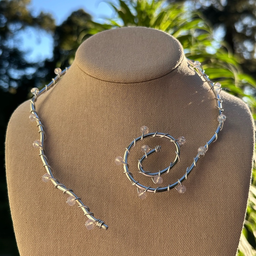 Handcrafted Spiral Wire Wrapped Aluminum Choker Necklace